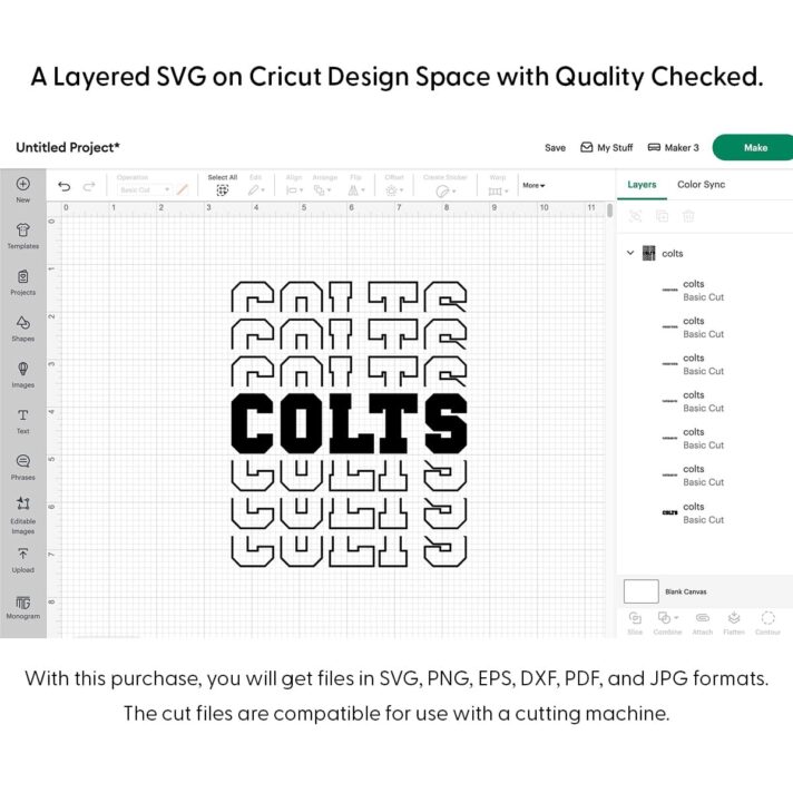 Colts Stacked SVG 2659