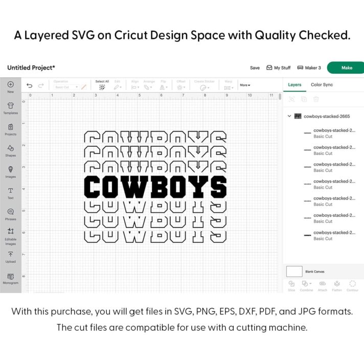 Cowboys Stacked SVG 2665