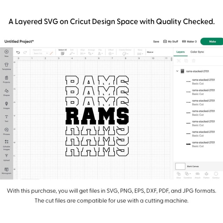 Rams Stacked SVG 2701