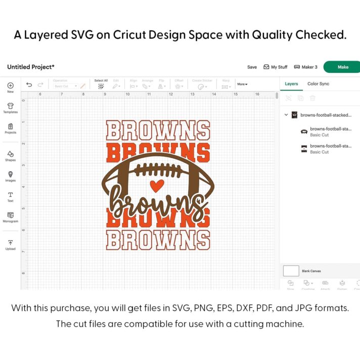 Browns Football Stacked SVG 3948