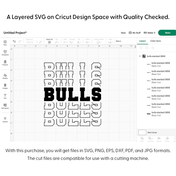 Bulls Stacked SVG 3856