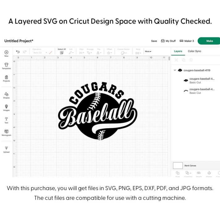 Cougars Baseball SVG 4119
