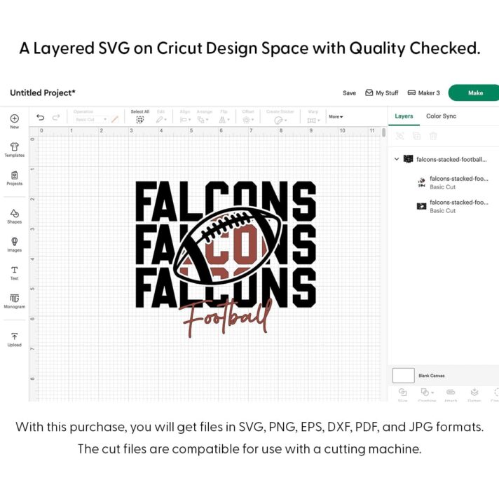 Falcons Stacked Football SVG 4416