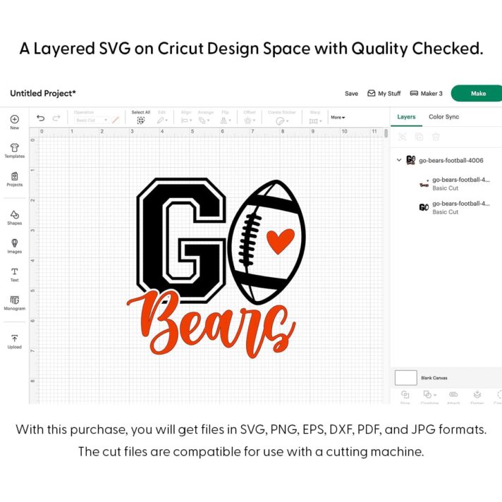 Go Bears Football SVG 4006