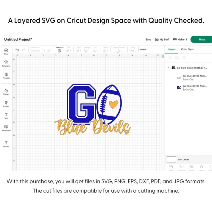 Go Blue Devils Football SVG 4071