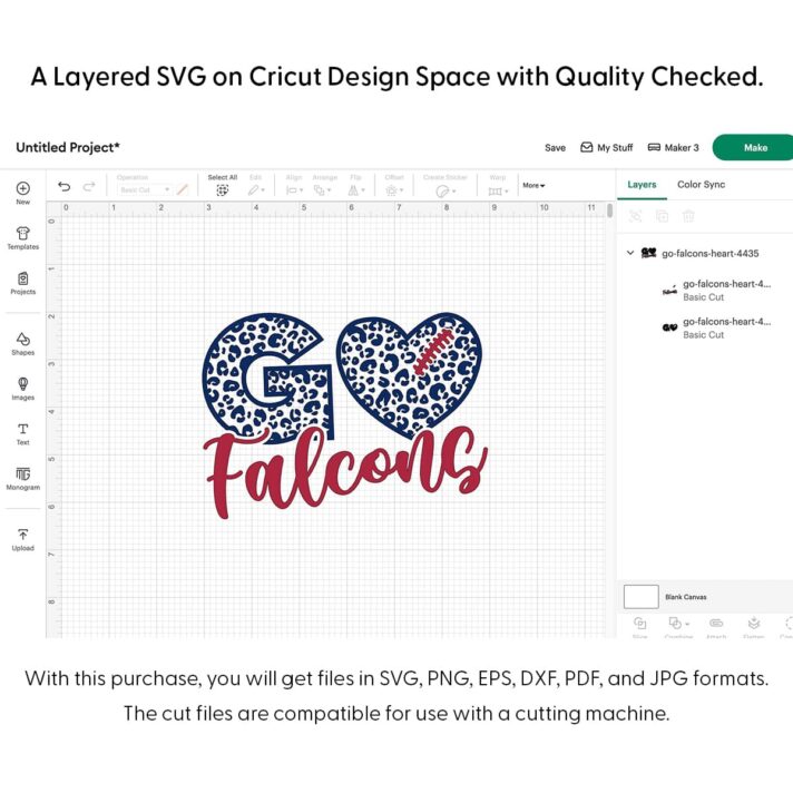 Go Falcons Heart SVG 4435
