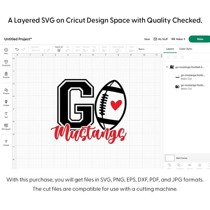 Go Mustangs Football SVG 3945