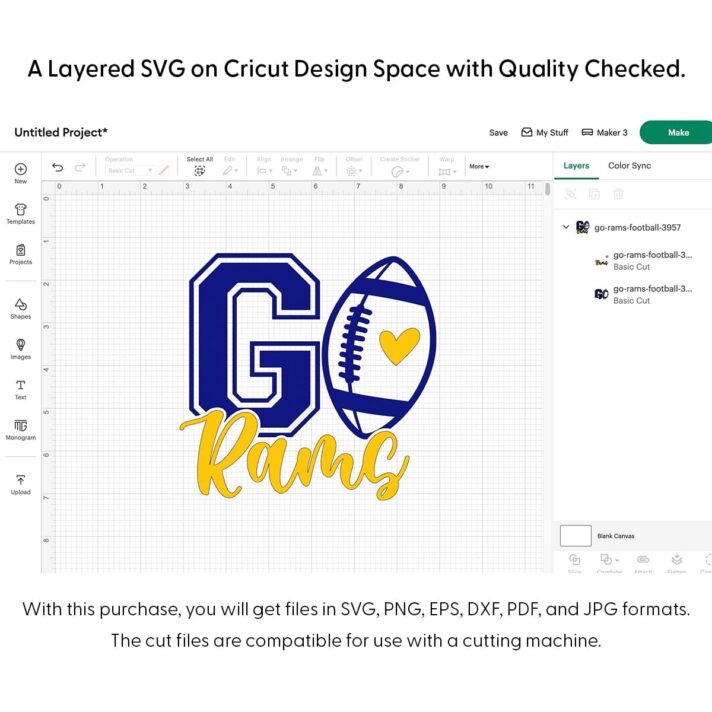 Go Rams Football SVG 3957