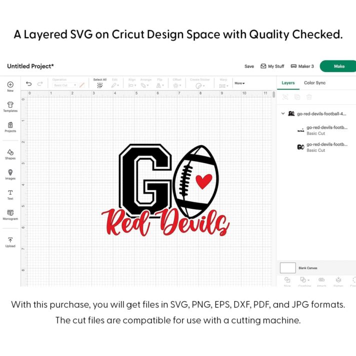 Go Red Devils Football SVG 4076