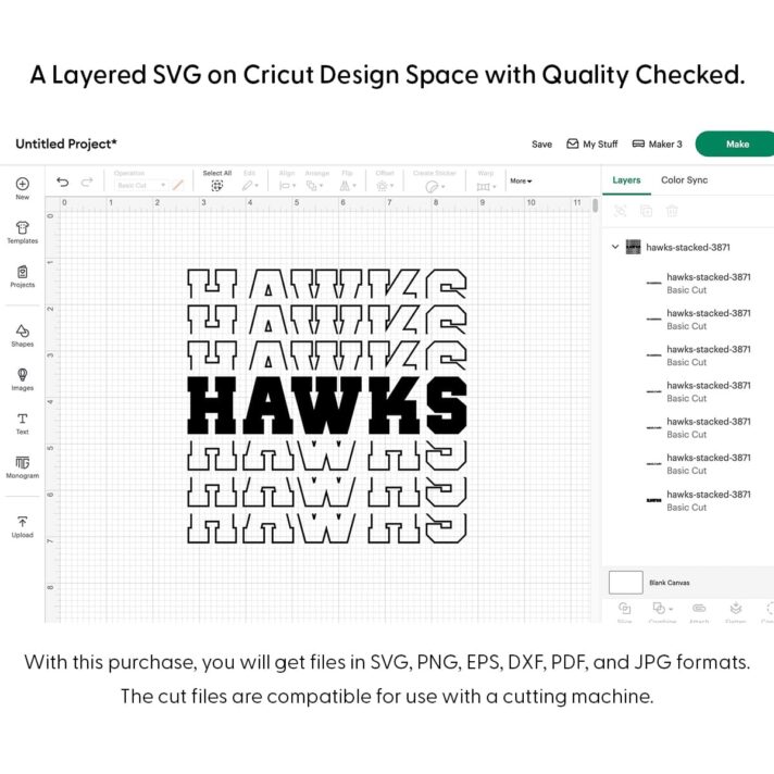 Hawks Stacked SVG 3871