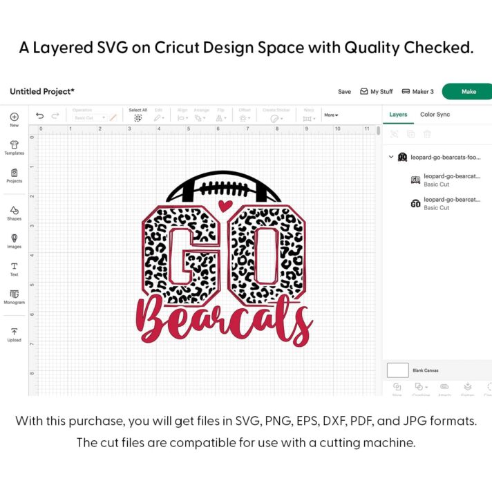 Leopard Go Bearcats Football SVG 4165