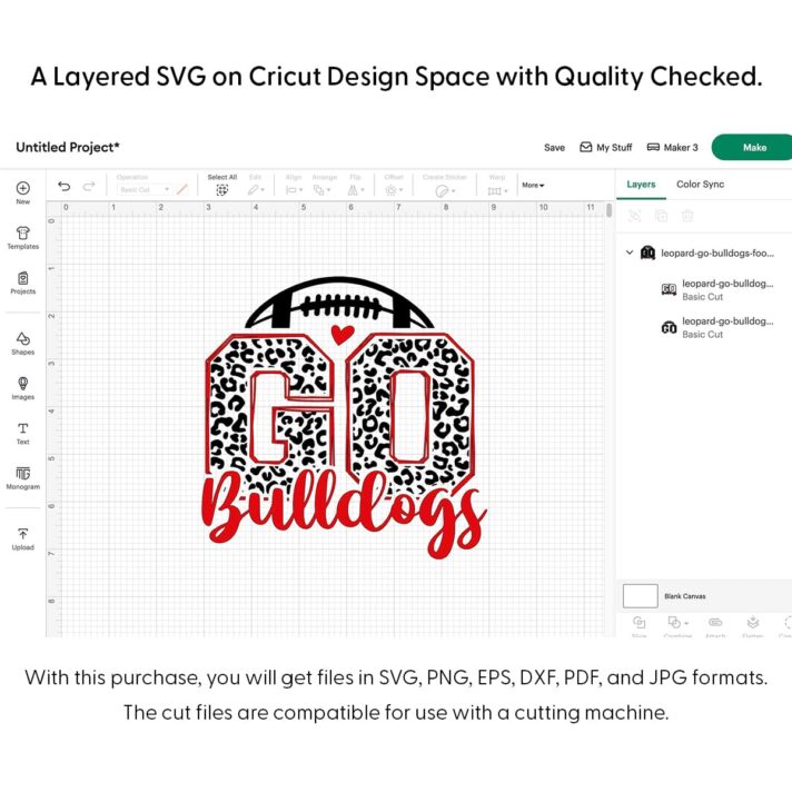Leopard Go Bulldogs Football SVG 4138