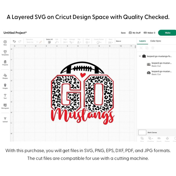 Leopard Go Mustangs Football SVG 4195