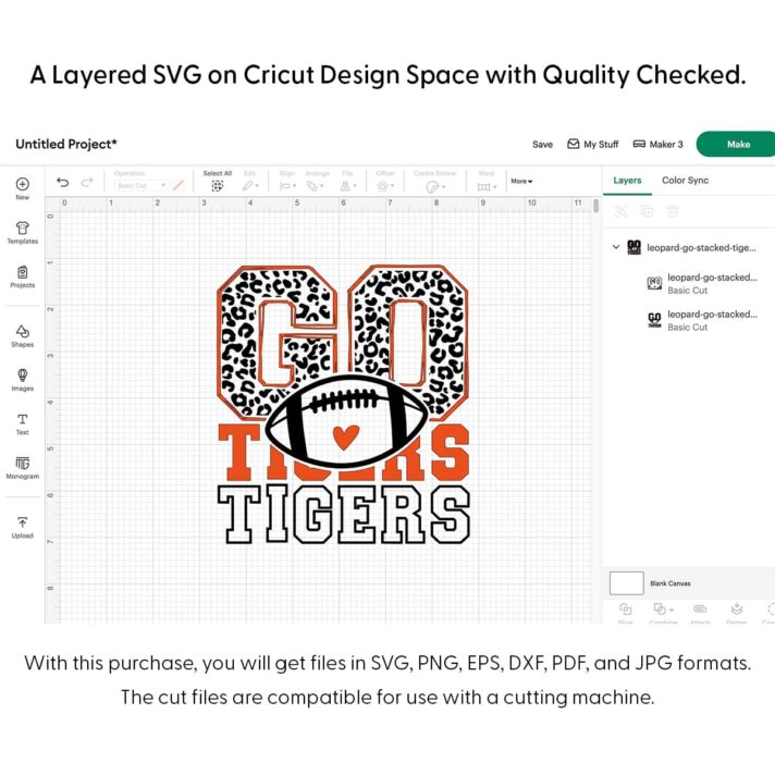 Leopard Go Stacked Tigers Football SVG 4458