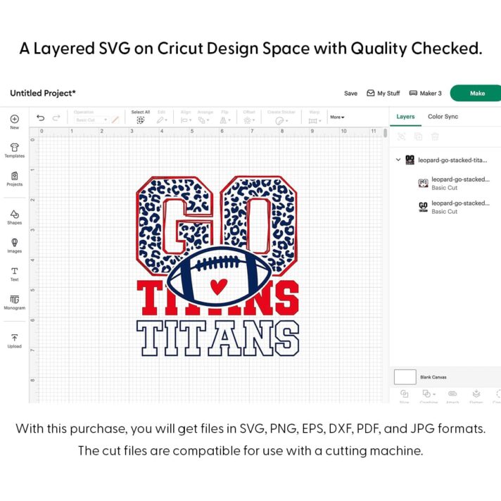 Leopard Go Stacked Titans Football SVG 4407