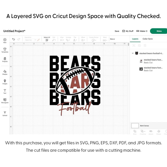 Bears Stacked Football SVG 4413