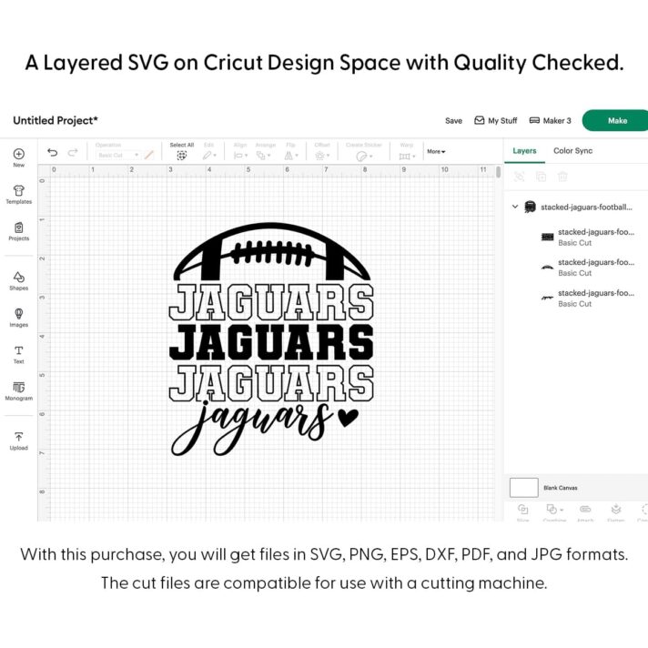 Stacked Jaguars Football SVG 4455