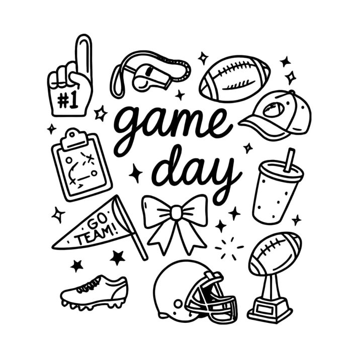 Hand-Drawn Game Day Football SVG PNG 7240