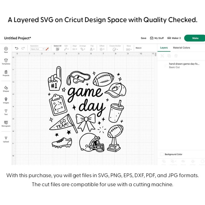 Hand-Drawn Game Day Football SVG PNG 7240