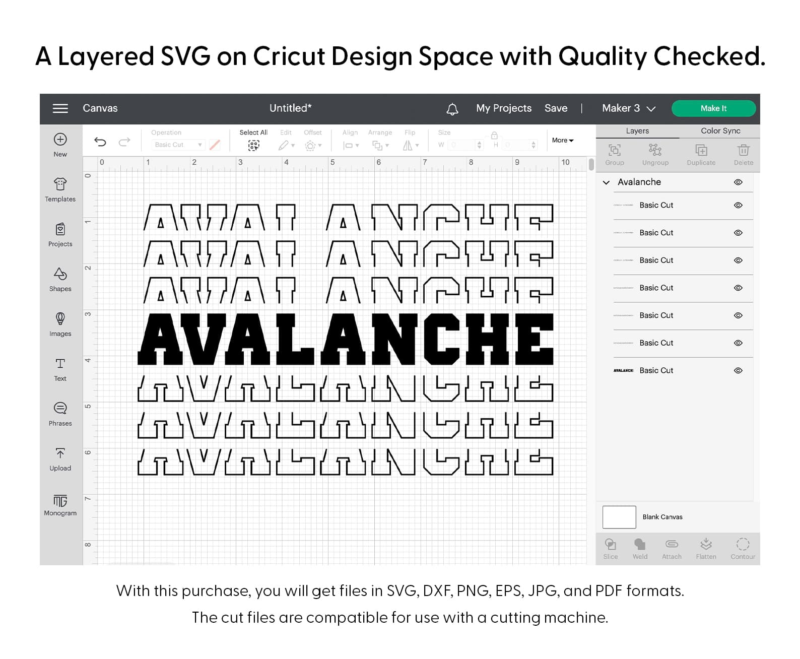 Avalanche Stacked Svg Png 7336 Cricut