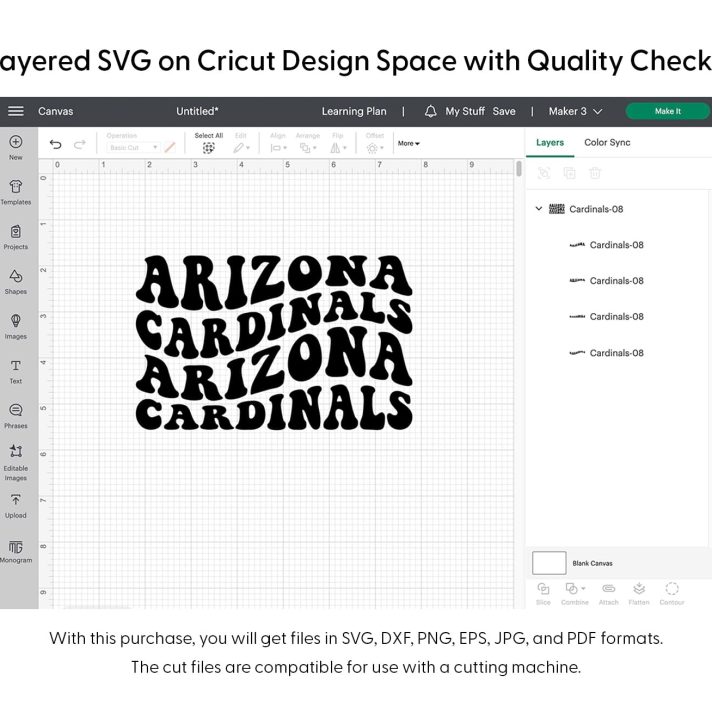 Arizona Cardinals Wavy Stacked Svg Png 7567 Cricut