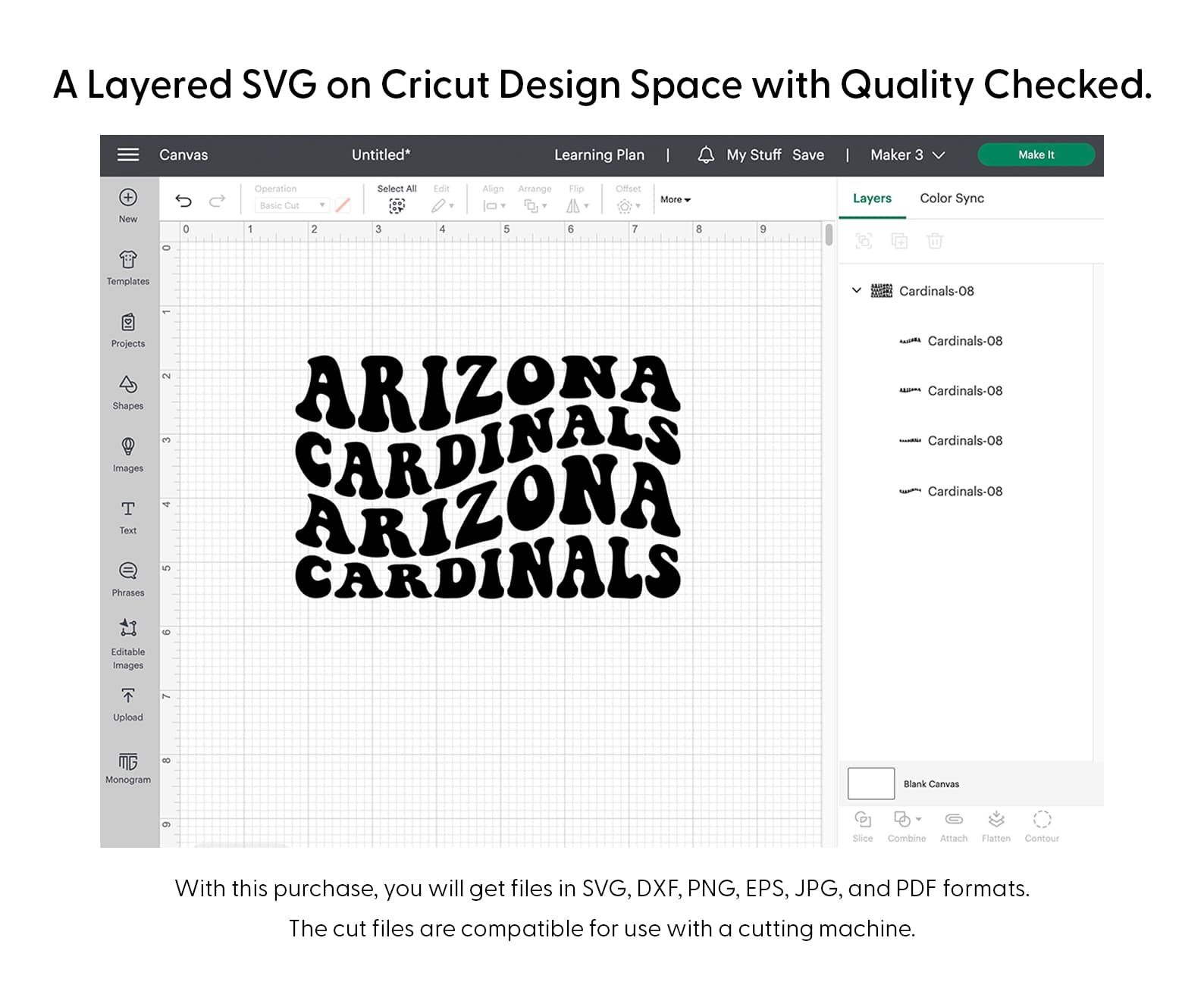 Arizona Cardinals Wavy Stacked Svg Png 7567 Cricut