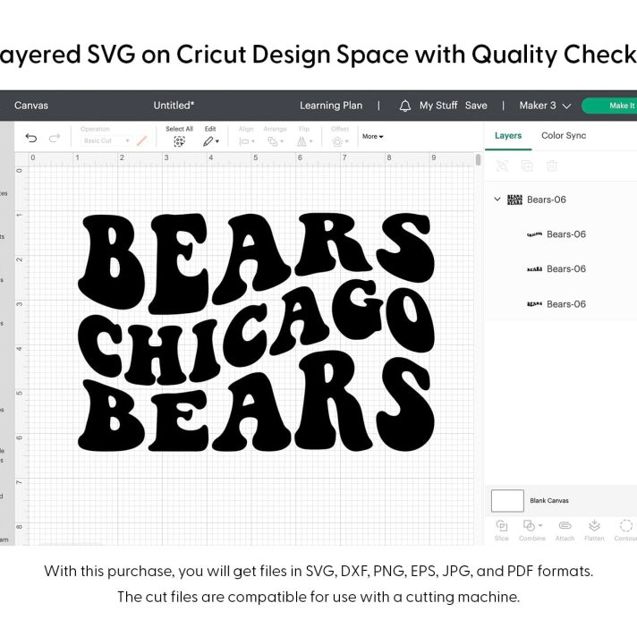 Bears Chicago Wavy Stacked Svg Png 7395 Cricut