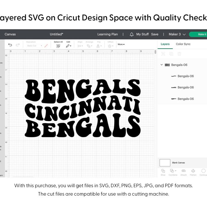 Bengals Cincinnati Wavy Stacked Svg Png 7428 Cricut