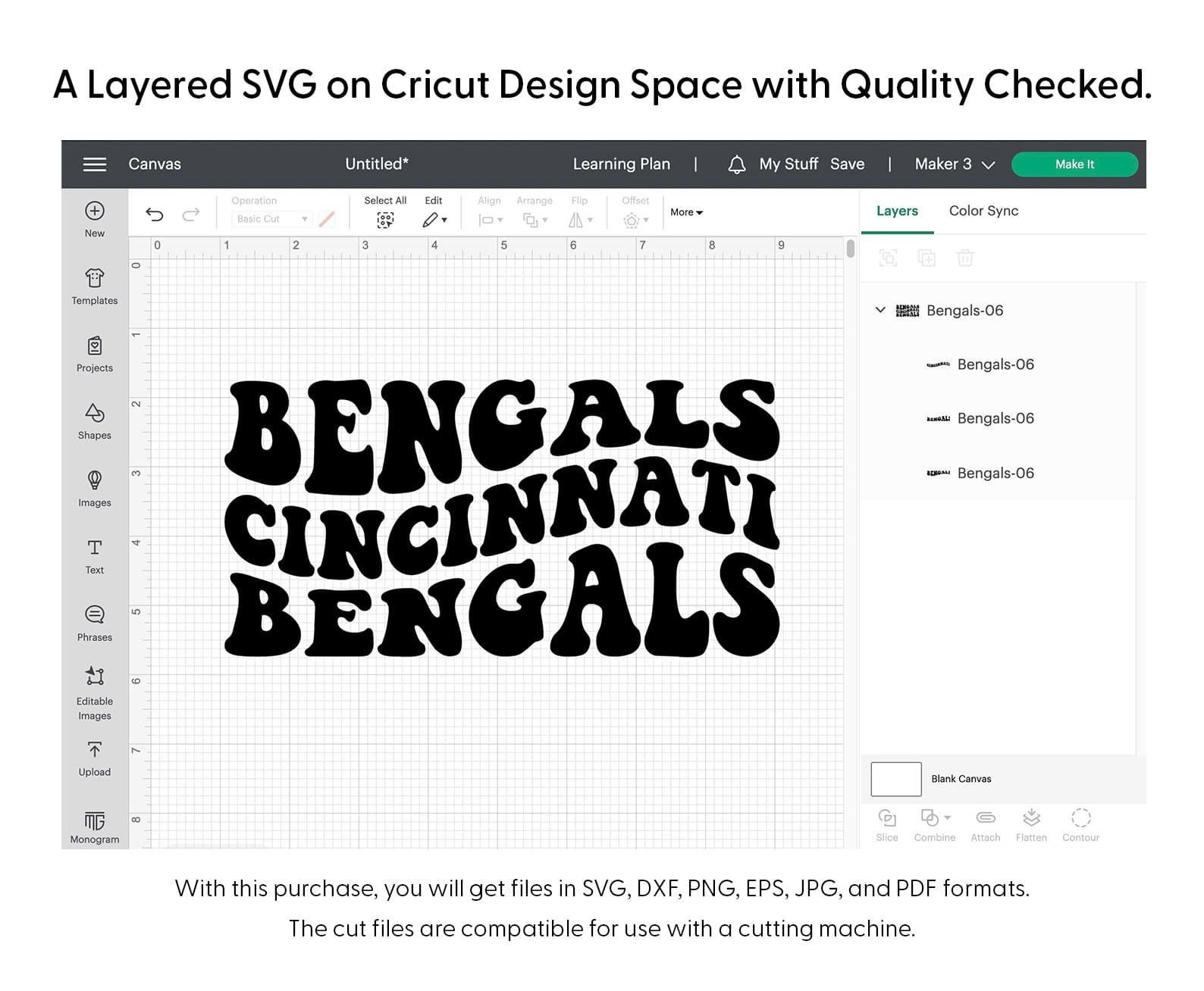 Bengals Cincinnati Wavy Stacked Svg Png 7428 Cricut