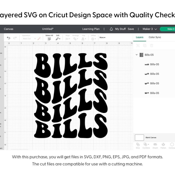 Bills Wavy Stacked Svg Png 7459 Cricut