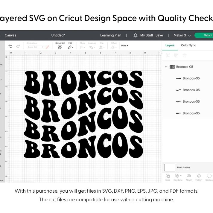 Broncos Wavy Stacked Svg Png 7495 Cricut