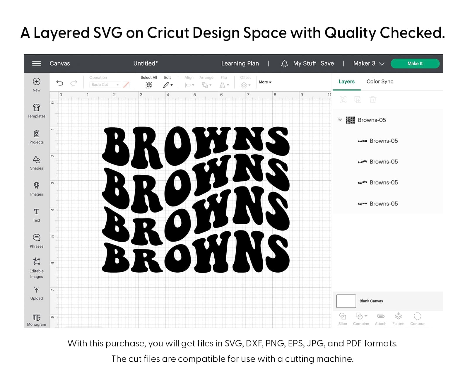 Browns Wavy Stacked Svg Png 7525 Cricut