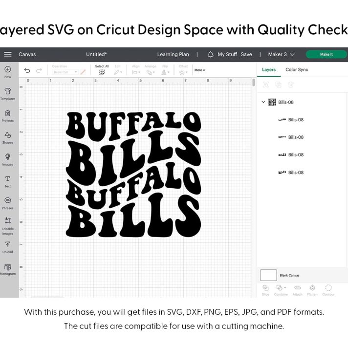 Buffalo Bills Wavy Stacked Svg Png 7444 Cricut