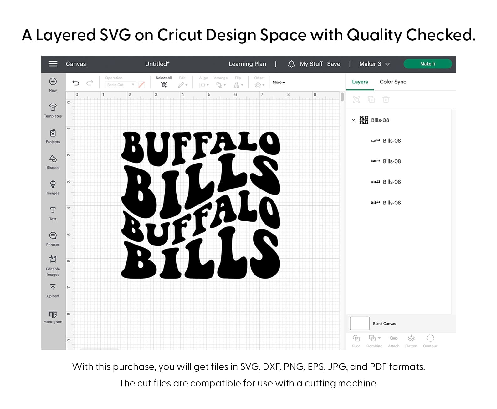 Buffalo Bills Wavy Stacked Svg Png 7444 Cricut