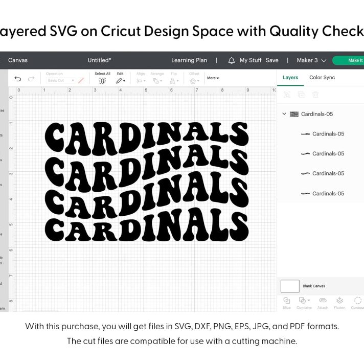 Cardinals Wavy Stacked Svg Png 7587 Cricut