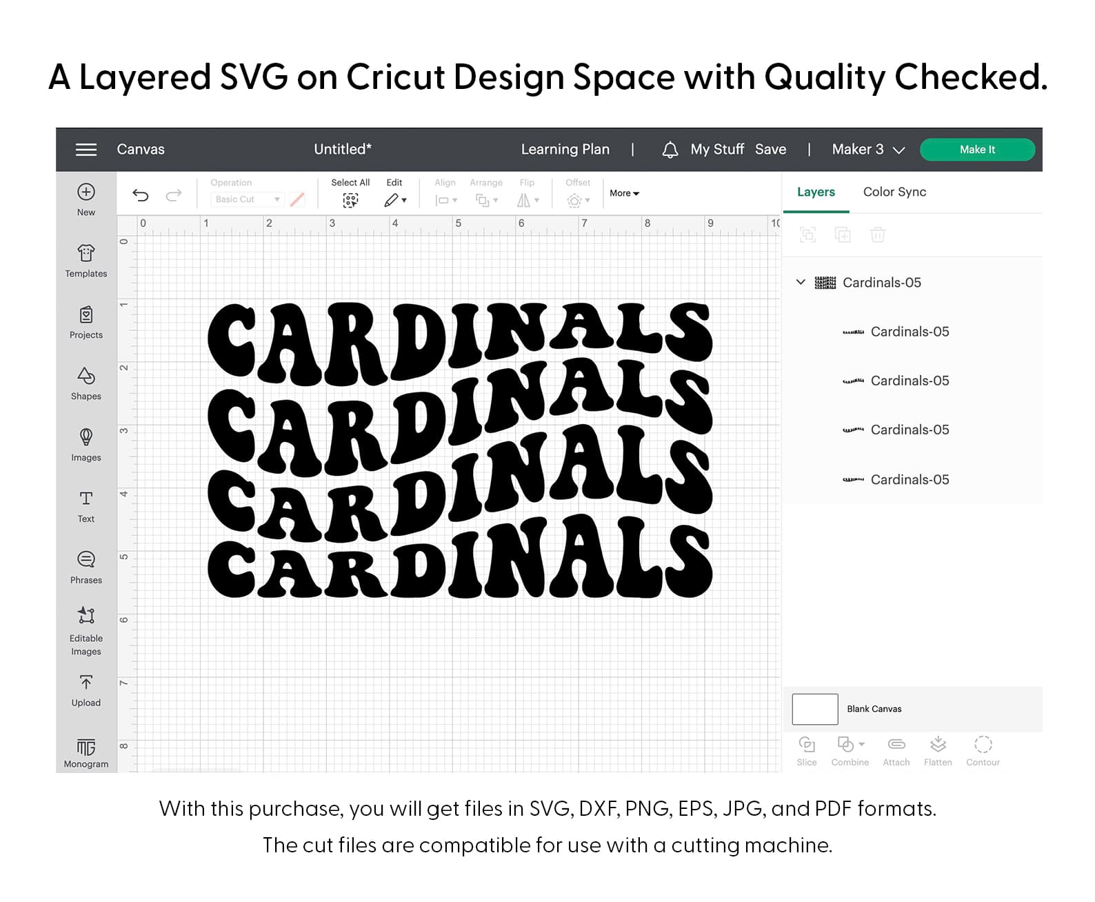 Cardinals Wavy Stacked Svg Png 7587 Cricut