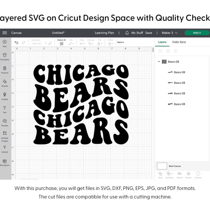 Chicago Bears Wavy Stacked Svg Png 7380 Cricut