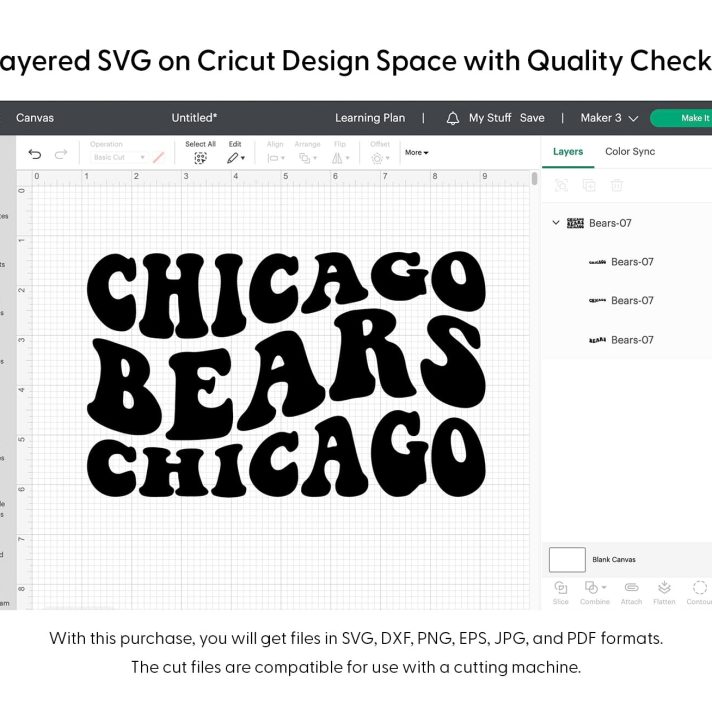 Chicago Bears Wavy Stacked Svg Png 7392 Cricut