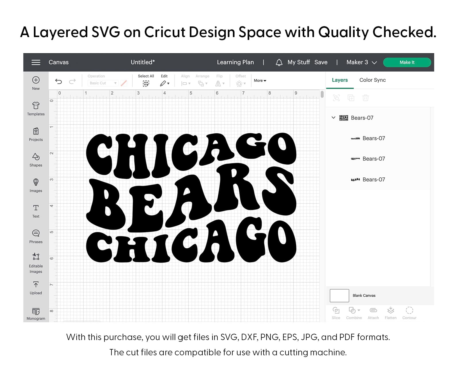 Chicago Bears Wavy Stacked Svg Png 7392 Cricut