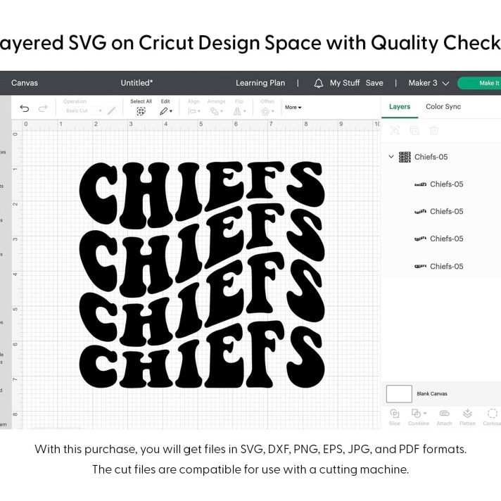 Chiefs Wavy Stacked Svg Png 7642 Cricut