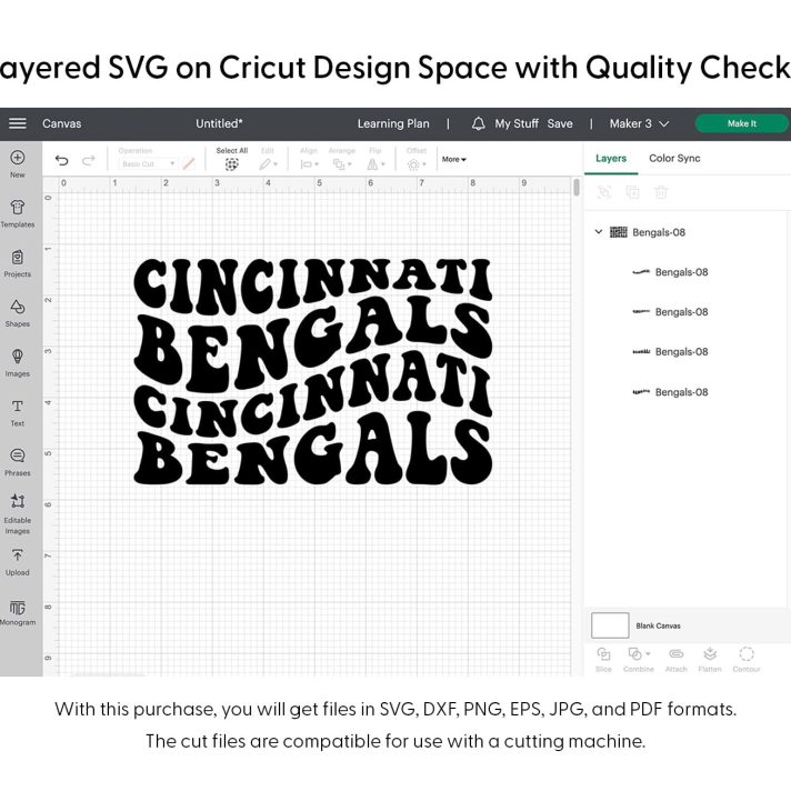 Cincinnati Bengals Wavy Stacked Svg Png 7410 Cricut