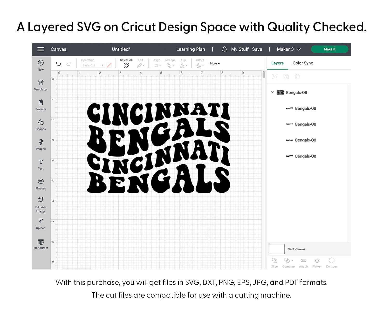 Cincinnati Bengals Wavy Stacked Svg Png 7410 Cricut