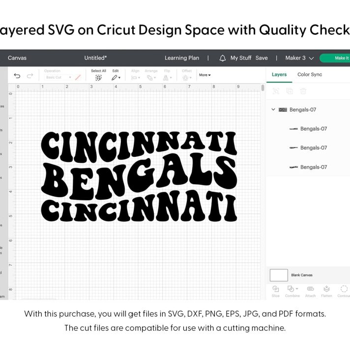 Cincinnati Bengals Wavy Stacked Svg Png 7425 Cricut