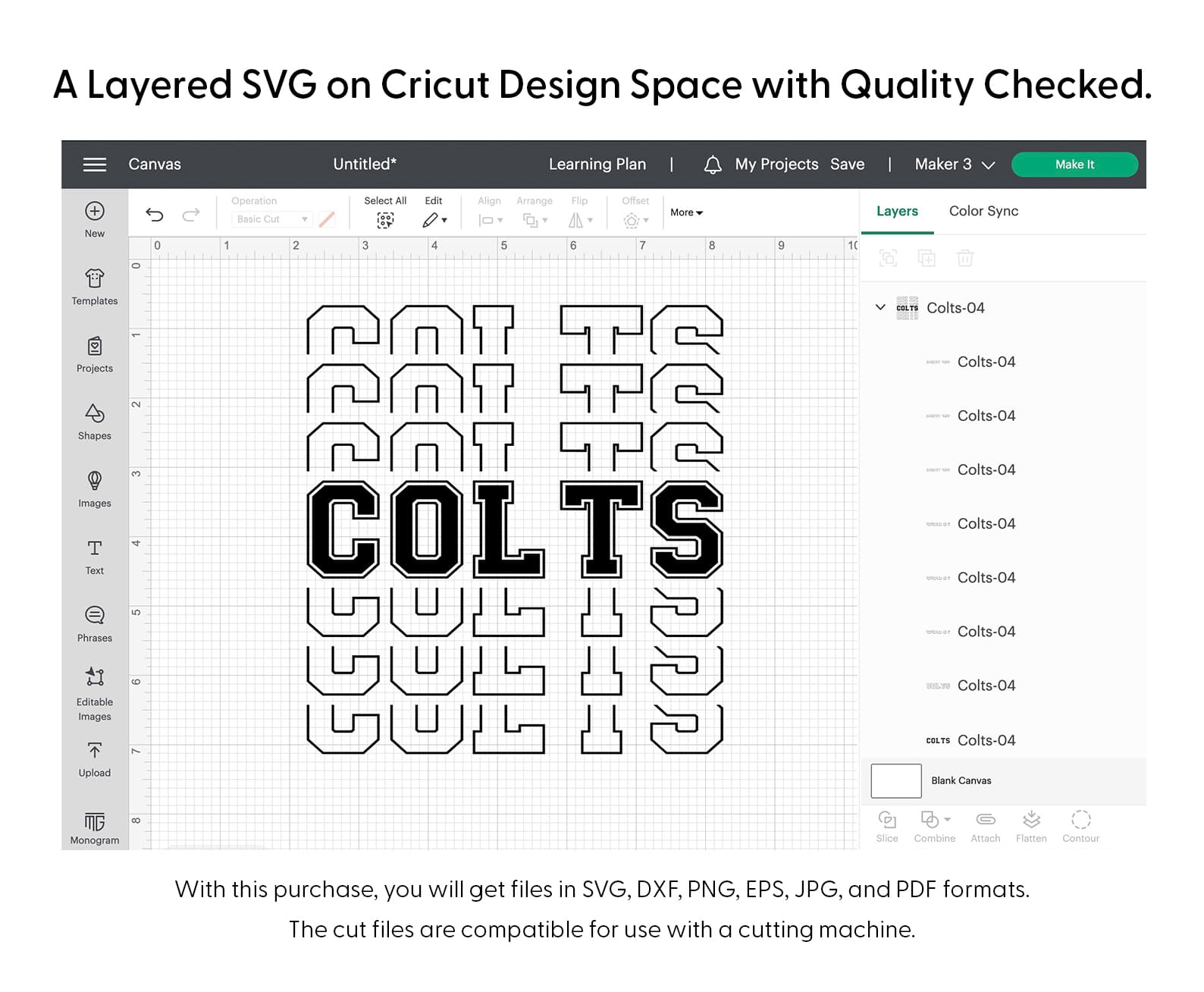 Colts Sports Stacked Svg Png 7654 Cricut