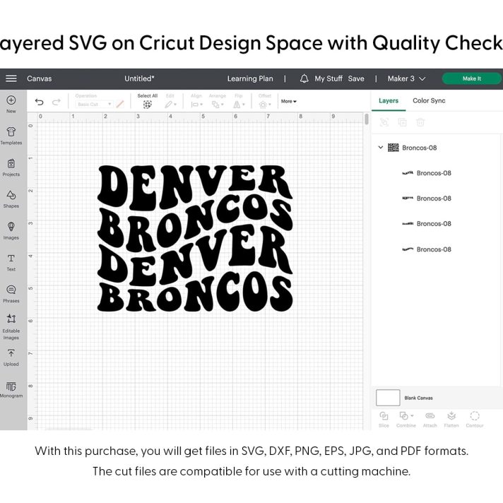 Denver Broncos Wavy Stacked Svg Png 7477 Cricut