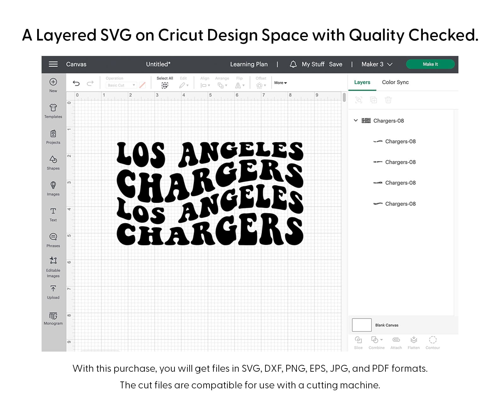 Los Angeles Chargers Wavy Stacked Svg Png 7599 Cricut