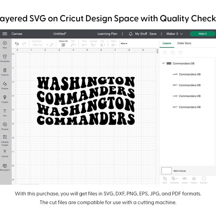 Washington Commanders Wavy Stacked Svg Png 7699 Cricut