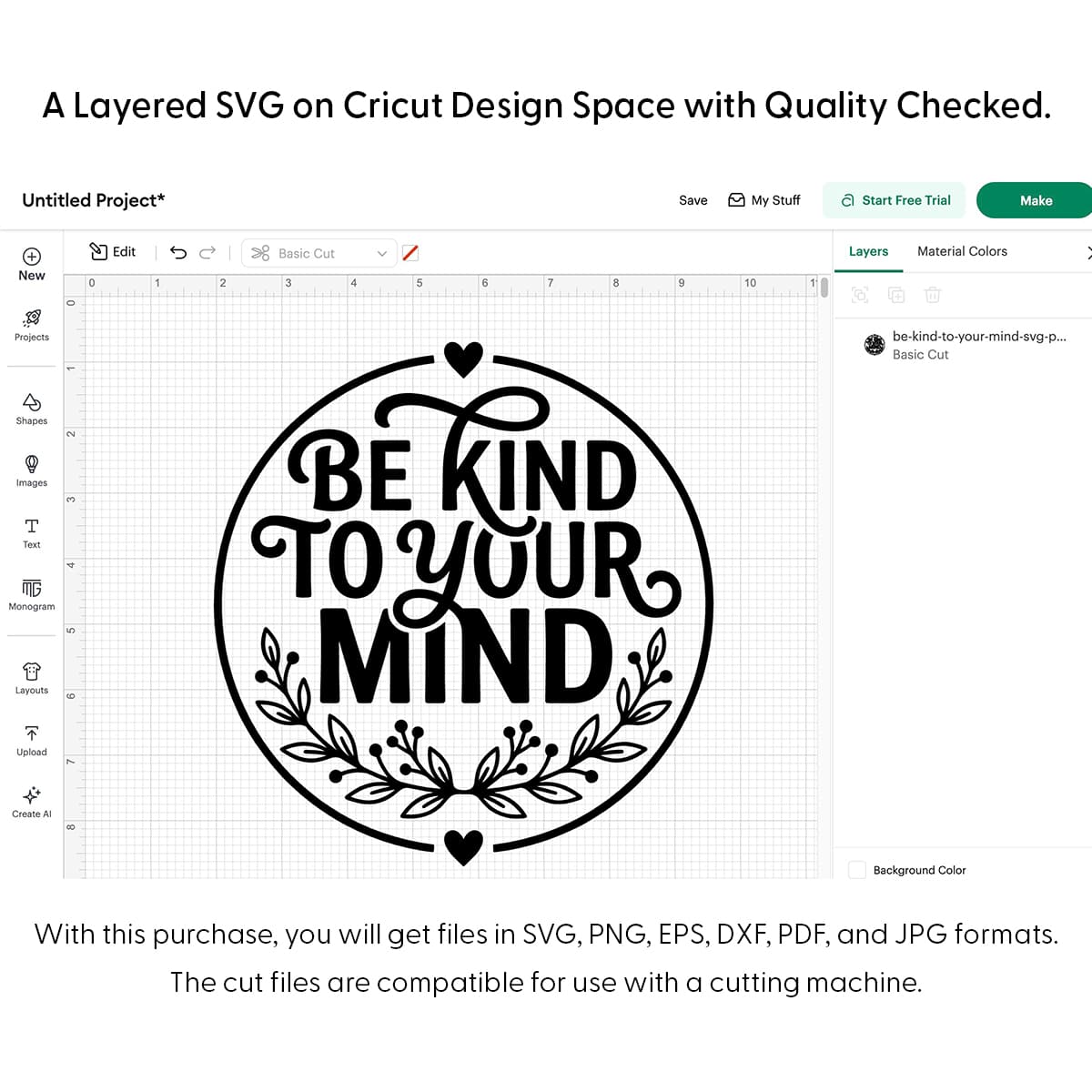 Be Kind To Your Mind Svg Png 7939 Cricut
