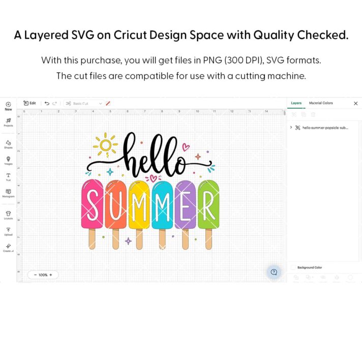 Hello Summer Popsicle Sublimation Design 1283 Cricut