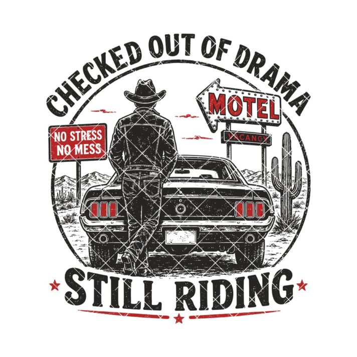 Western Sublimation Design Cowboy Retro Motel Png 1314